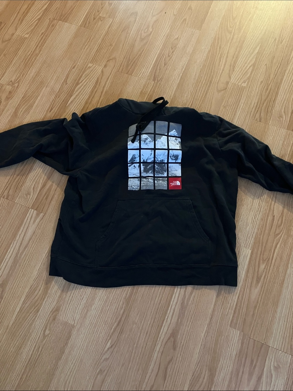 The North Face Black Pullover Hoodie with Mountain Grid Graphic
